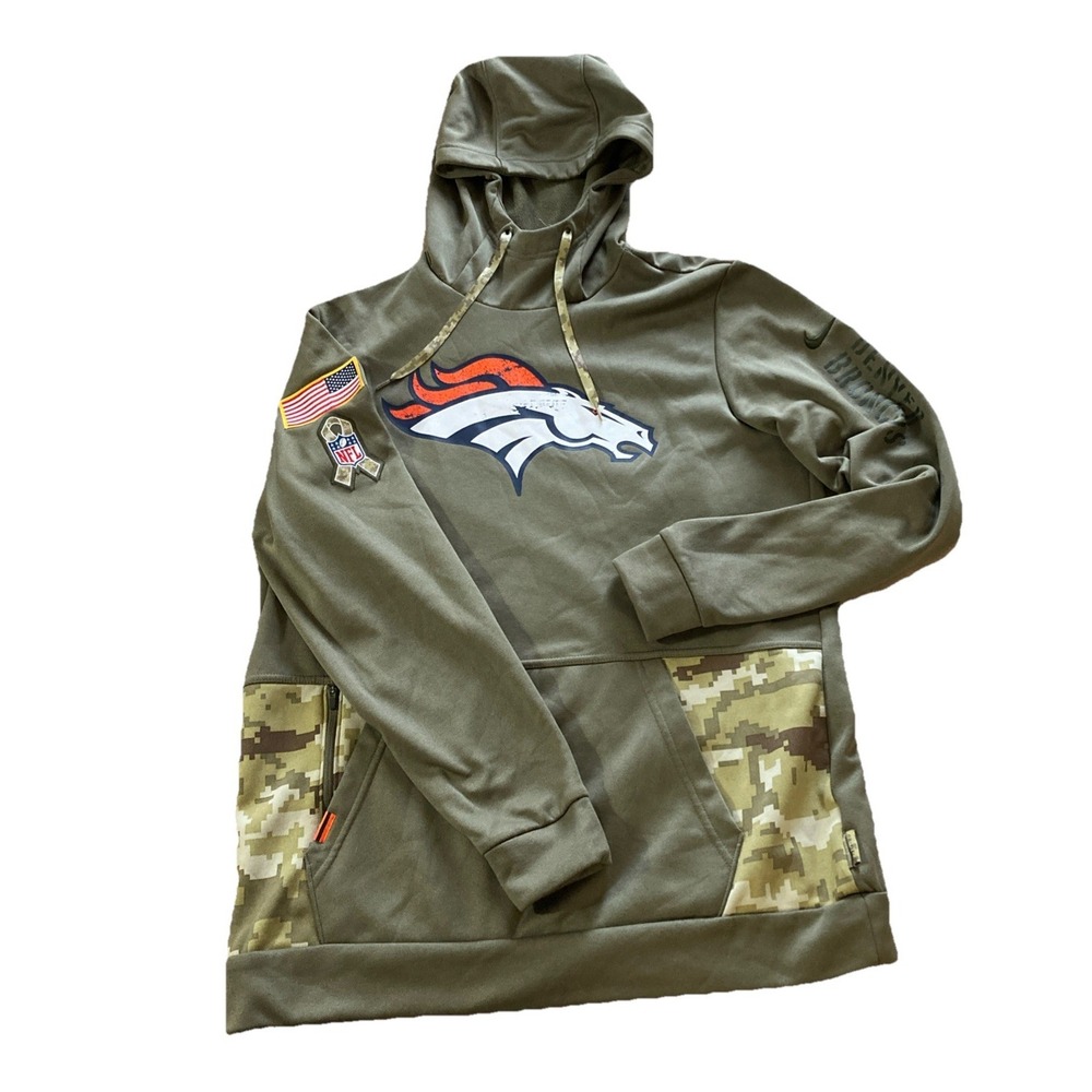Nike Denver Broncos 2022 Salute to Service hoodie Sz M Green On-Field‎ Army